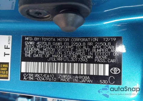 2020 Toyota Prius Xle Awd-E from USA, damaged, VIN JTDL9RFU1L3017393